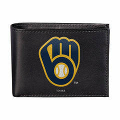 Milwaukee Brewers Black Bi-Fold Embroidered Wallet w/ RFID Blocking, MLB, Home