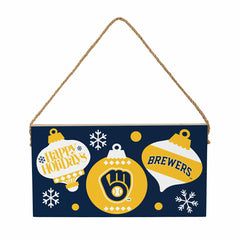 Milwaukee Brewers Holiday Wood Wall Sign, 6x11, MLB, Home