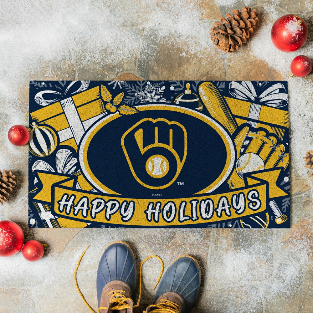 Milwaukee Brewers Holiday PVC Mat, 28"x16", MLB