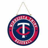 Minnesota Twins Round Door Décor with Hanging Rope, 18x18, MLB, Home