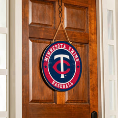 Minnesota Twins Round Door Décor with Hanging Rope, 18x18, MLB, Home