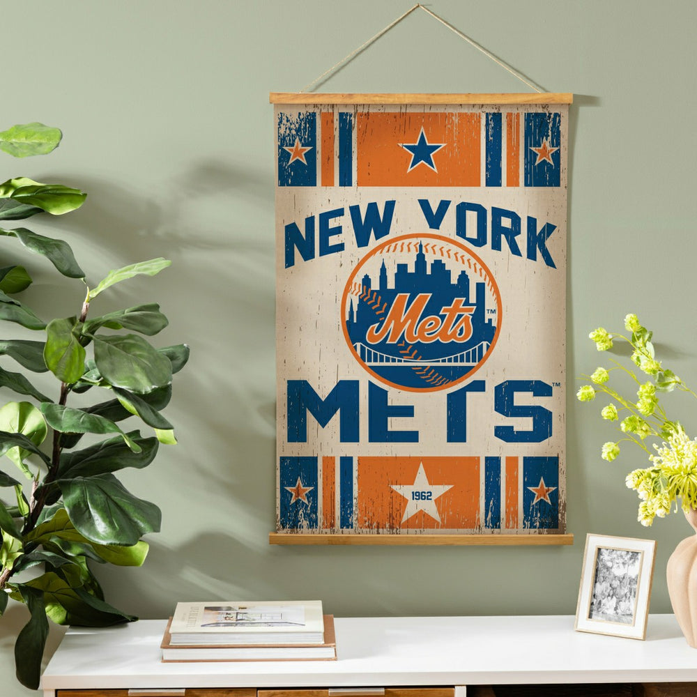 New York Mets, Canvas Wall Tapestry, Medium, 36x24, MLB, Home