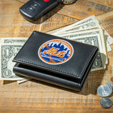 New York Mets Black Tri-Fold Embroidered Wallet w/ RFID Blocking, MLB, Home