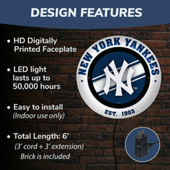 New York Yankees, Metal Lite, Round, MLB