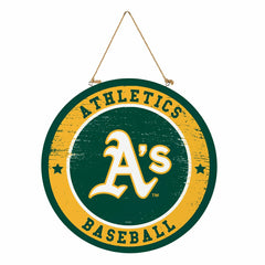 Athletics Round Door Décor with Hanging Rope, 18x18, MLB, Home