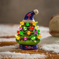 Philadelphia Phillies 4" Mini LED Tabletop Christmas Tree, Set of 2, MLB, Home