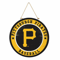 Pittsburgh Pirates Round Door Décor with Hanging Rope, 18x18, MLB, Home