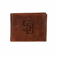 San Diego Padres, Embossed 100% Genuine Tumbled Leather Passcase Bi-Fo, MLB, Home