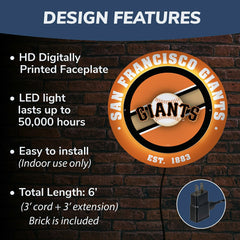 San Francisco Giants, Metal Lite, Round, MLB