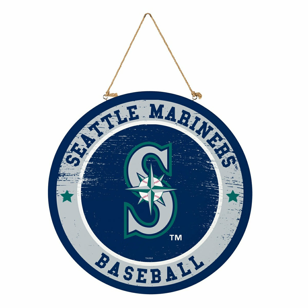 Seattle Mariners Round Door Décor with Hanging Rope, 18x18, MLB, Home