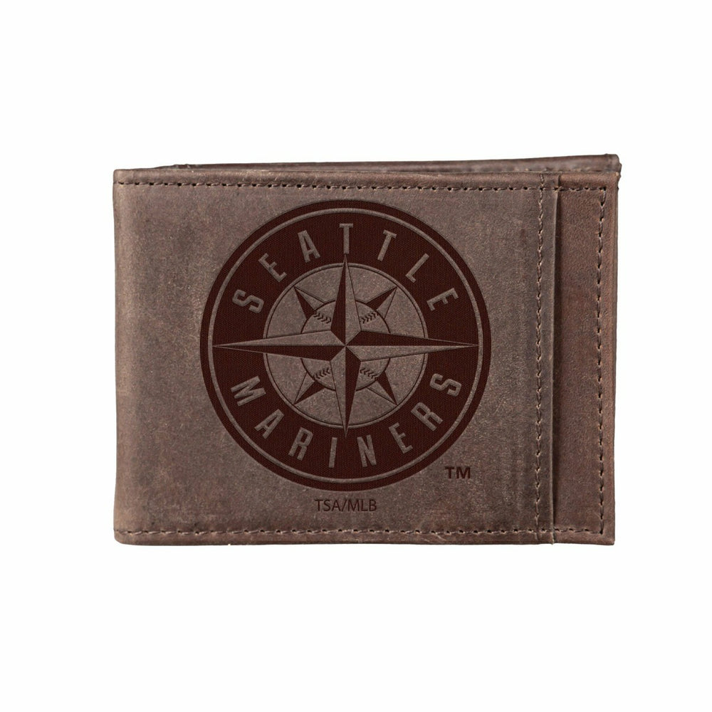 Seattle Mariners Front Pocket Wallet w/ RFID Blocking Brown, MLB, Home