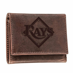 Tampa Bay Rays Tri-Fold Wallet Brown 100% Genuine Leather, MLB, Home