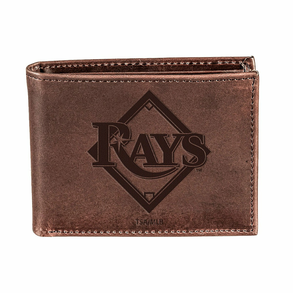 Tampa Bay Rays Bi-Fold Wallet Brown 100% Genuine Leather, MLB, Home