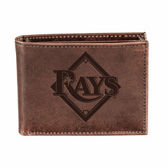 Tampa Bay Rays Bi-Fold Wallet Brown 100% Genuine Leather, MLB, Home