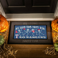 Texas Rangers Flocked Coir Halloween Sassafras Switch Mat, 22"x10", MLB