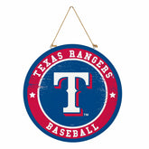 Texas Rangers Round Door Décor with Hanging Rope, 18x18, MLB, Home