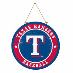 Texas Rangers Round Door Décor with Hanging Rope, 18x18, MLB, Home