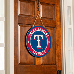Texas Rangers Round Door Décor with Hanging Rope, 18x18, MLB, Home