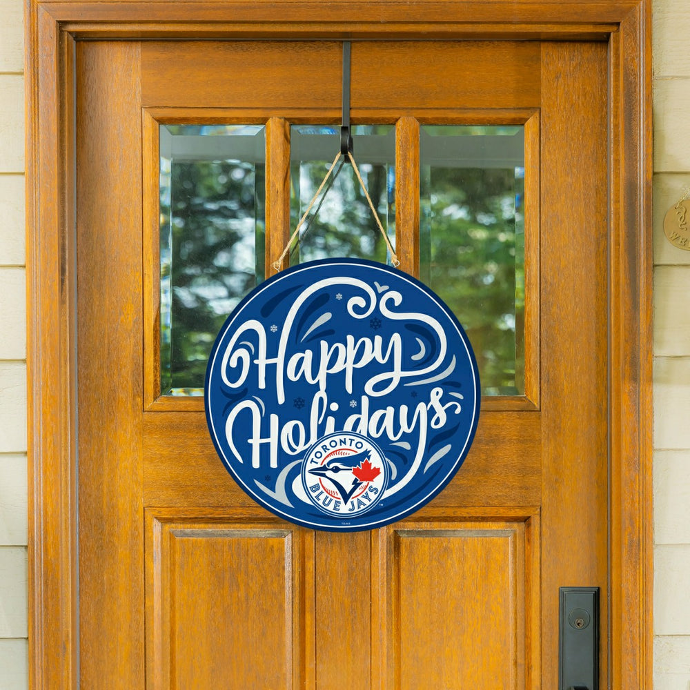 Toronto Blue Jays Holiday Round Door Décor with Hanging Rope, 18x18, MLB, Home