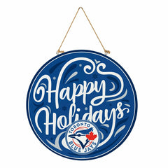 Toronto Blue Jays Holiday Round Door Décor with Hanging Rope, 18x18, MLB, Home