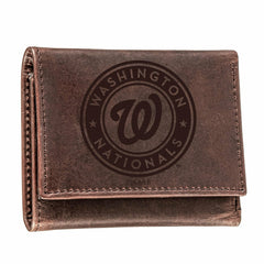 Washington Nationals Tri-Fold Wallet Brown 100% Genuine Leather, MLB, Home