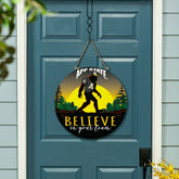 Appalachian State University Bigfoot Round Door Décor with Hanging Rop, Collegiate, Home