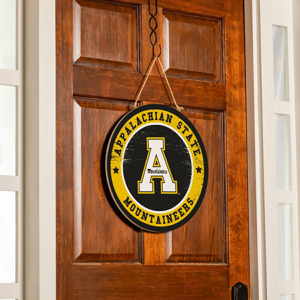 Appalachian State University Round Door Décor with Hanging Rope, 18x18, Collegiate, Home