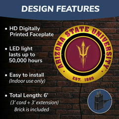 Arizona State University, Metal Lite, Round, Collegiate