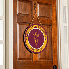 Arizona State University Round Door Décor with Hanging Rope, 18x18, Collegiate, Home