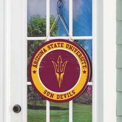 Arizona State University Round Door Décor with Hanging Rope, 18x18, Collegiate, Home