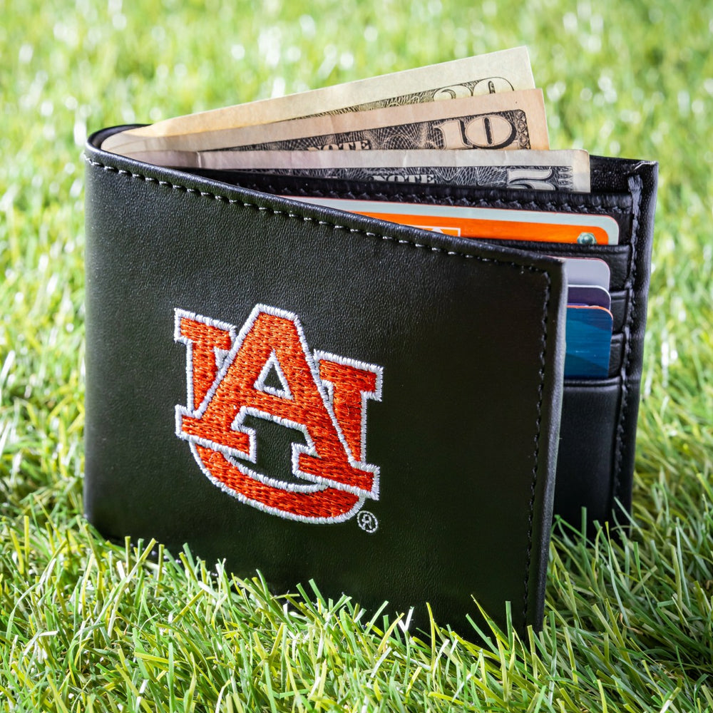 Auburn University Black Bi-Fold Embroidered Wallet w/ RFID Blocking, Collegiate, Home
