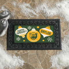 Baylor University Holiday Flocked Coir Sassafras Switch Mat, 22"x10", Collegiate