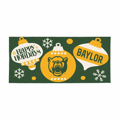 Baylor University Holiday Flocked Coir Sassafras Switch Mat, 22"x10", Collegiate