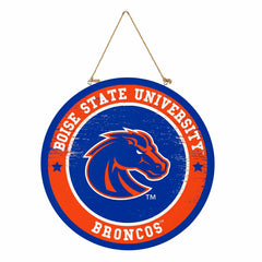 Boise State University Round Door Décor with Hanging Rope, 18x18, Collegiate, Home