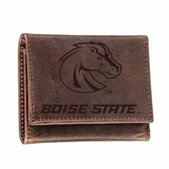 Boise State University, Tri-Fold Wallet, Brown, CH, 100% Genuine Leath, Collegiate, Home