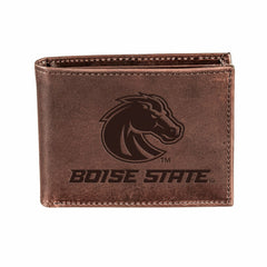 Boise State University, Bi-Fold Wallet, Brown, CH, 100% Genuine Leathe, Collegiate, Home