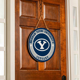 Brigham Young University Round Door Décor with Hanging Rope, 18x18, Collegiate, Home