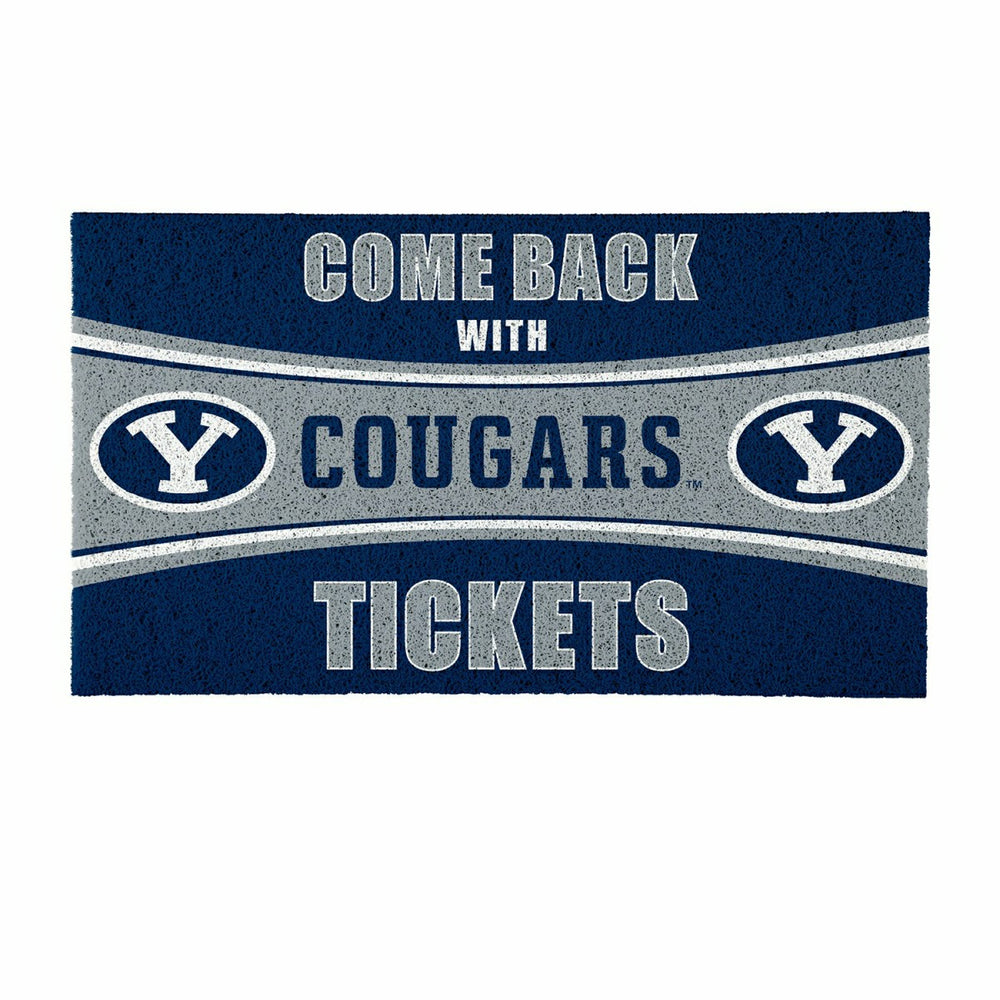 28" x 16" PVC Trapper Mat, Come Back with Tickets, Brigham Young Unive, Collegiate
