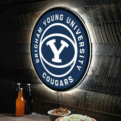 LED Wall Decor, Round, Brigham Young University, Collegiate, Home