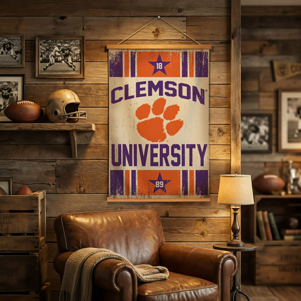 Clemson University, Canvas Wall Tapestry, Medium, 36x24, Collegiate, Home