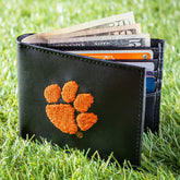 Clemson University Black Bi-Fold Embroidered Wallet w/ RFID Blocking, Collegiate, Home