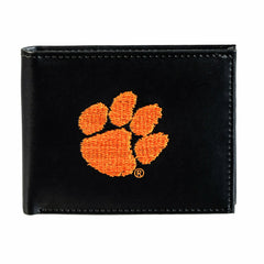 Clemson University Black Bi-Fold Embroidered Wallet w/ RFID Blocking, Collegiate, Home