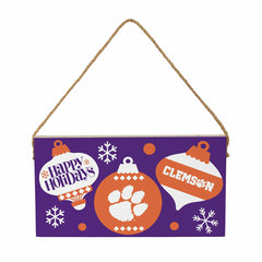 Clemson University Holiday Wood Wall Sign, 6x11, Collegiate, Home
