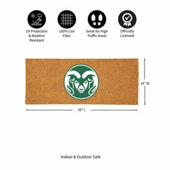 Colorado State University Extra Large Full Color Coir Mat, 60"x24", Collegiate