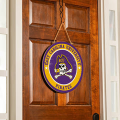 East Carolina University Round Door Décor with Hanging Rope, 18x18, Collegiate, Home