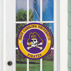 East Carolina University Round Door Décor with Hanging Rope, 18x18, Collegiate, Home