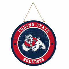 Fresno State Round Door Décor with Hanging Rope, 18x18, Collegiate, Home