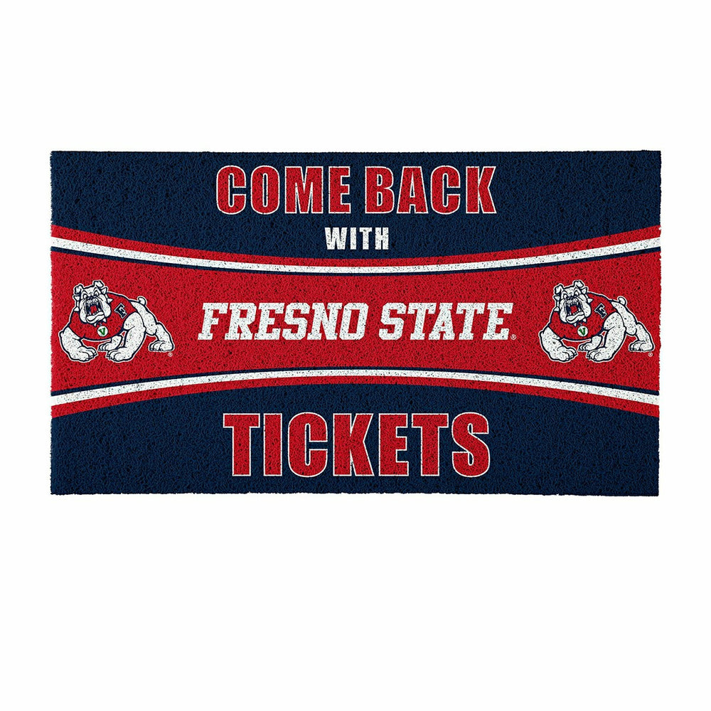 28" x 16" PVC Trapper Mat, Come Back with Tickets, Fresno State, Collegiate