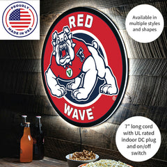 Fresno State Red Wave College Large Round Edgelite LED Decor, Collegiate, Home