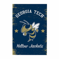 Georgia Tech Wood Wall Sign, 16x24, Collegiate, Home